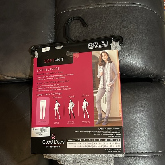 Cuddl Duds Gray SoftKnit Legging NEW SMALL - Picture 2 of 5